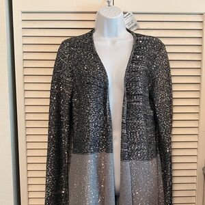 New Sparkling and Bing-Bing Black and Silver Open Cardigan